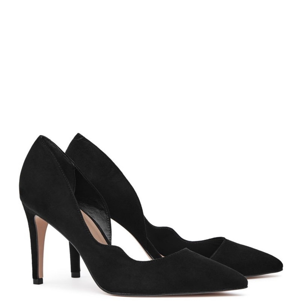 Reiss Black Suede Pointed Toe Pumps Size 40 - Picture 3 of 13